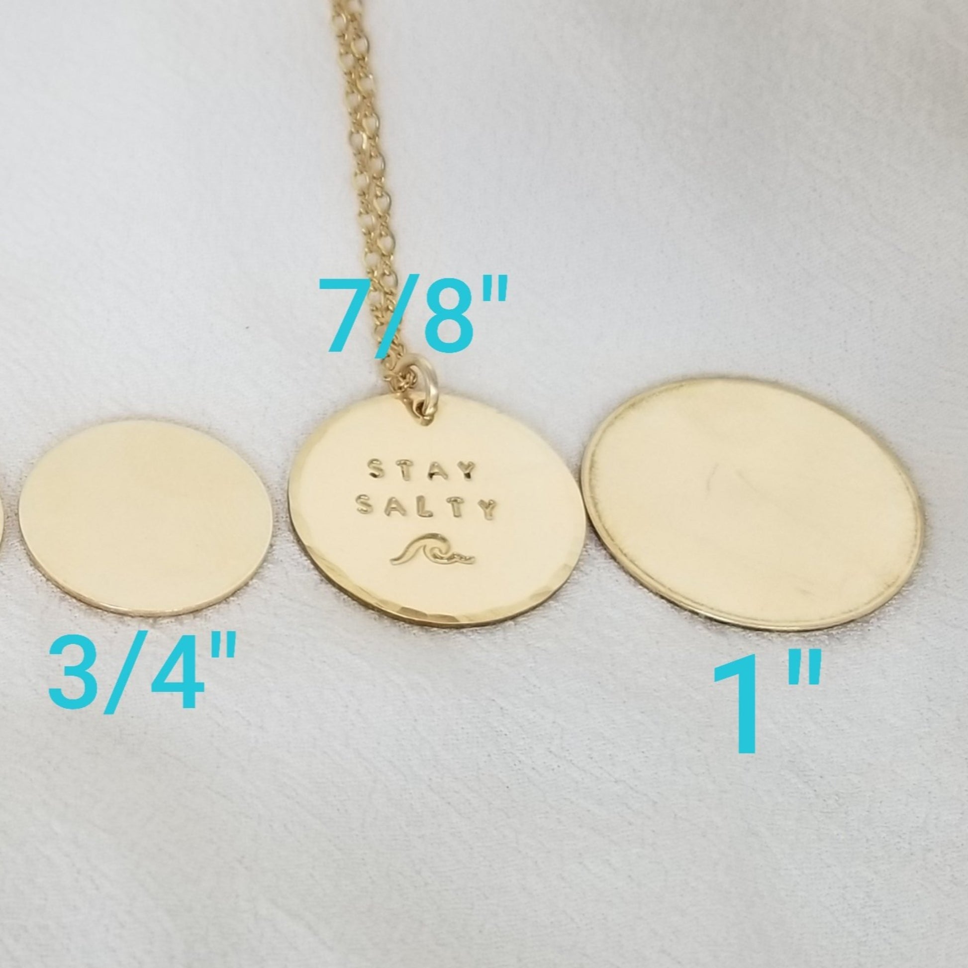 Stay Salty Beach Wave Large Disc Necklace - Sterling, Gold or Rose Gold