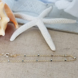 Satellite Chain Anklet - Sterling, Gold, or Two Tone