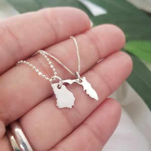 Dainty State Pride Necklace - Any State - Sterling Silver