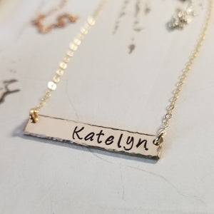 The "Presley" - Gold or Rose Gold Name Bar Necklace