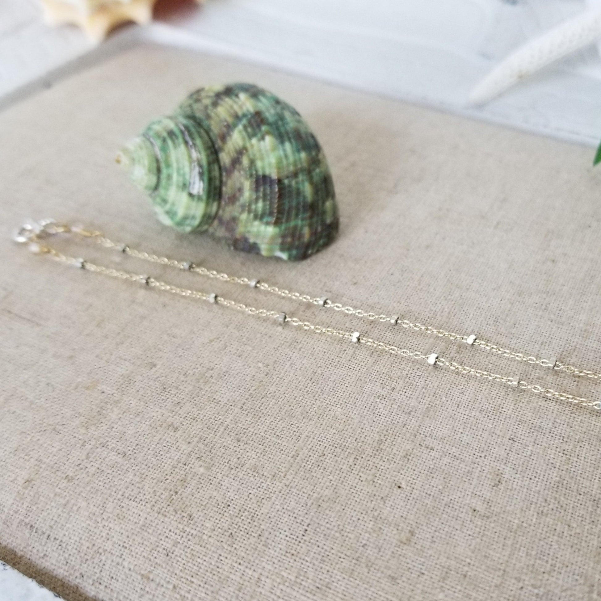 Satellite Chain Anklet - Sterling, Gold, or Two Tone