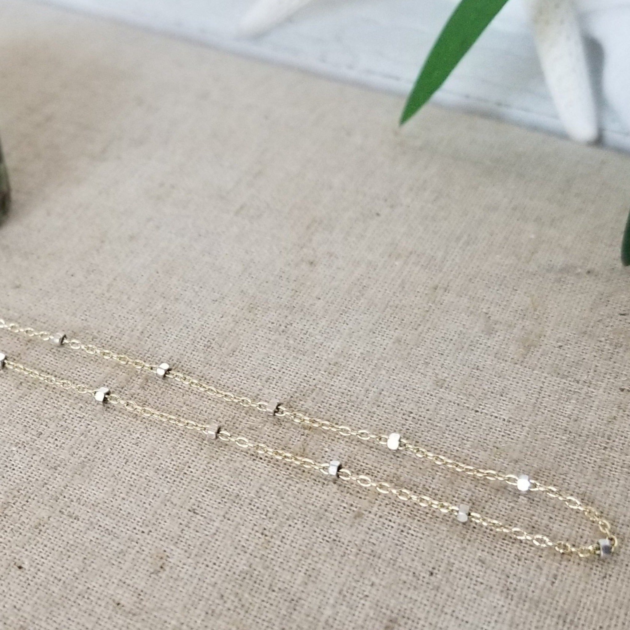 Satellite Chain Anklet - Sterling, Gold, or Two Tone