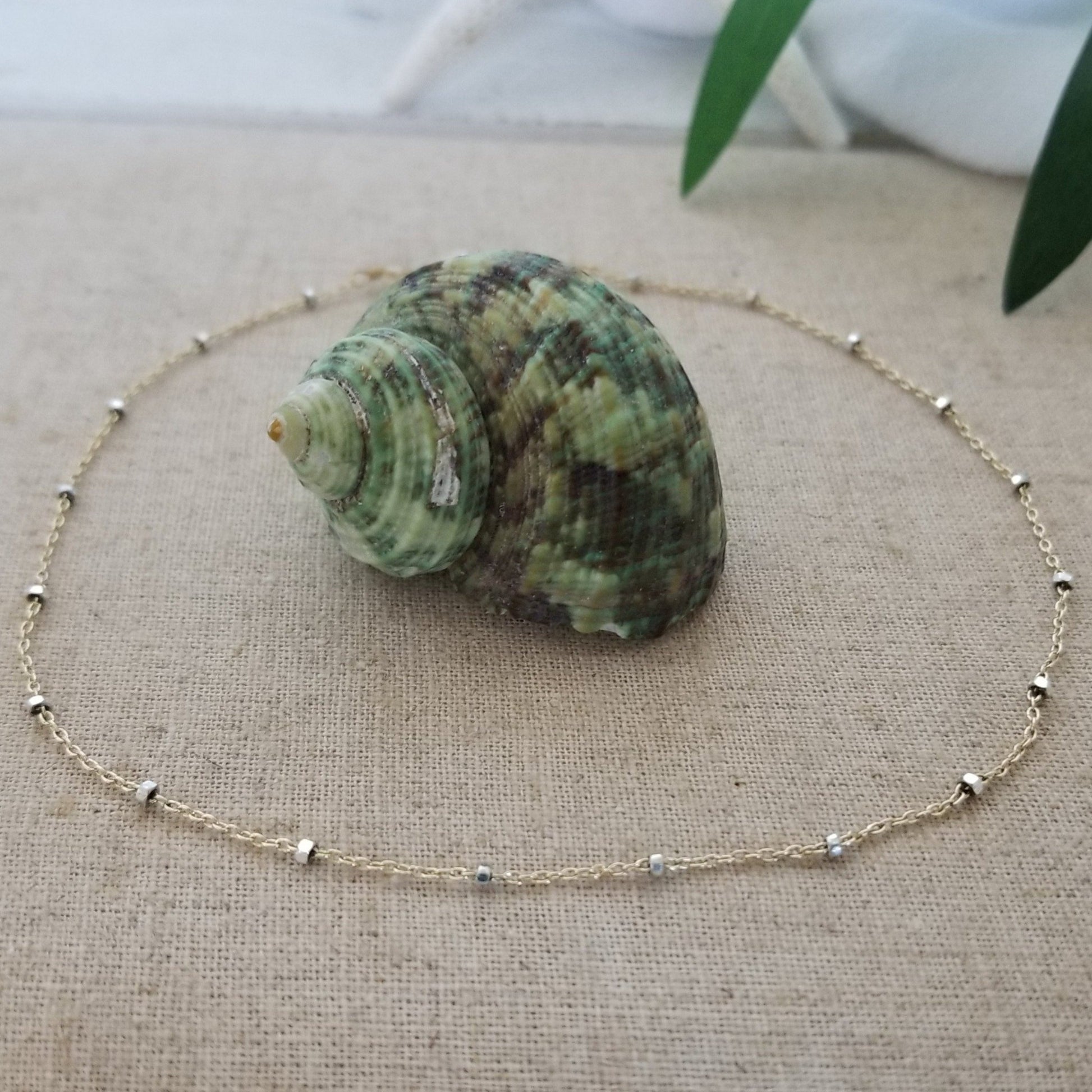 Satellite Chain Anklet - Sterling, Gold, or Two Tone
