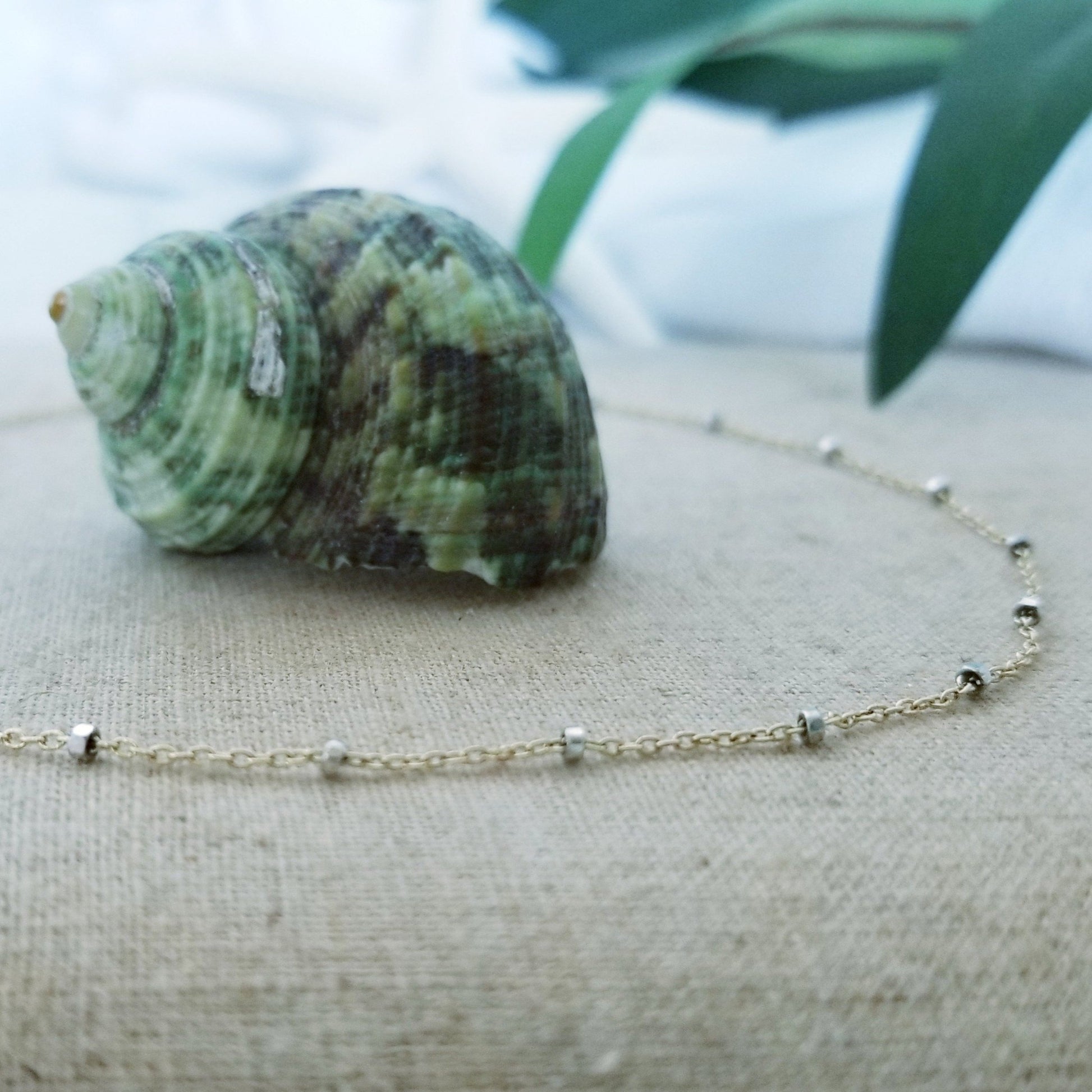 Satellite Chain Anklet - Sterling, Gold, or Two Tone