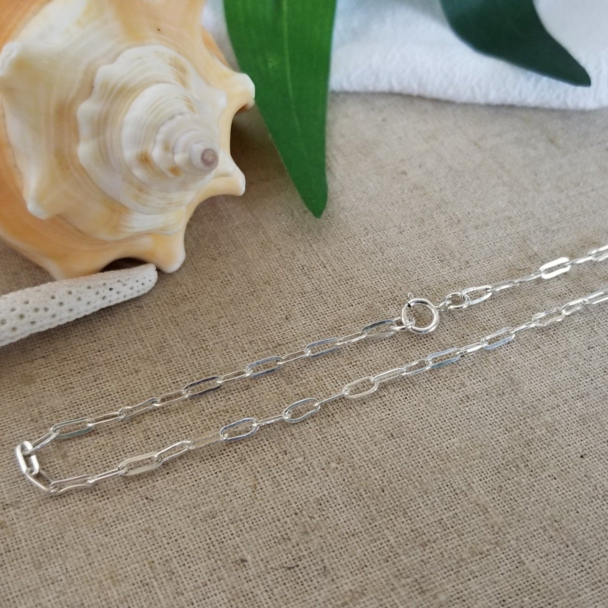 Chain Link Paperclip Anklet - Sterling Silver