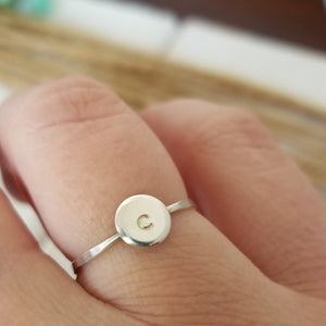 Dainty Initial Dot Ring - Sterling, Gold, or Rose Gold