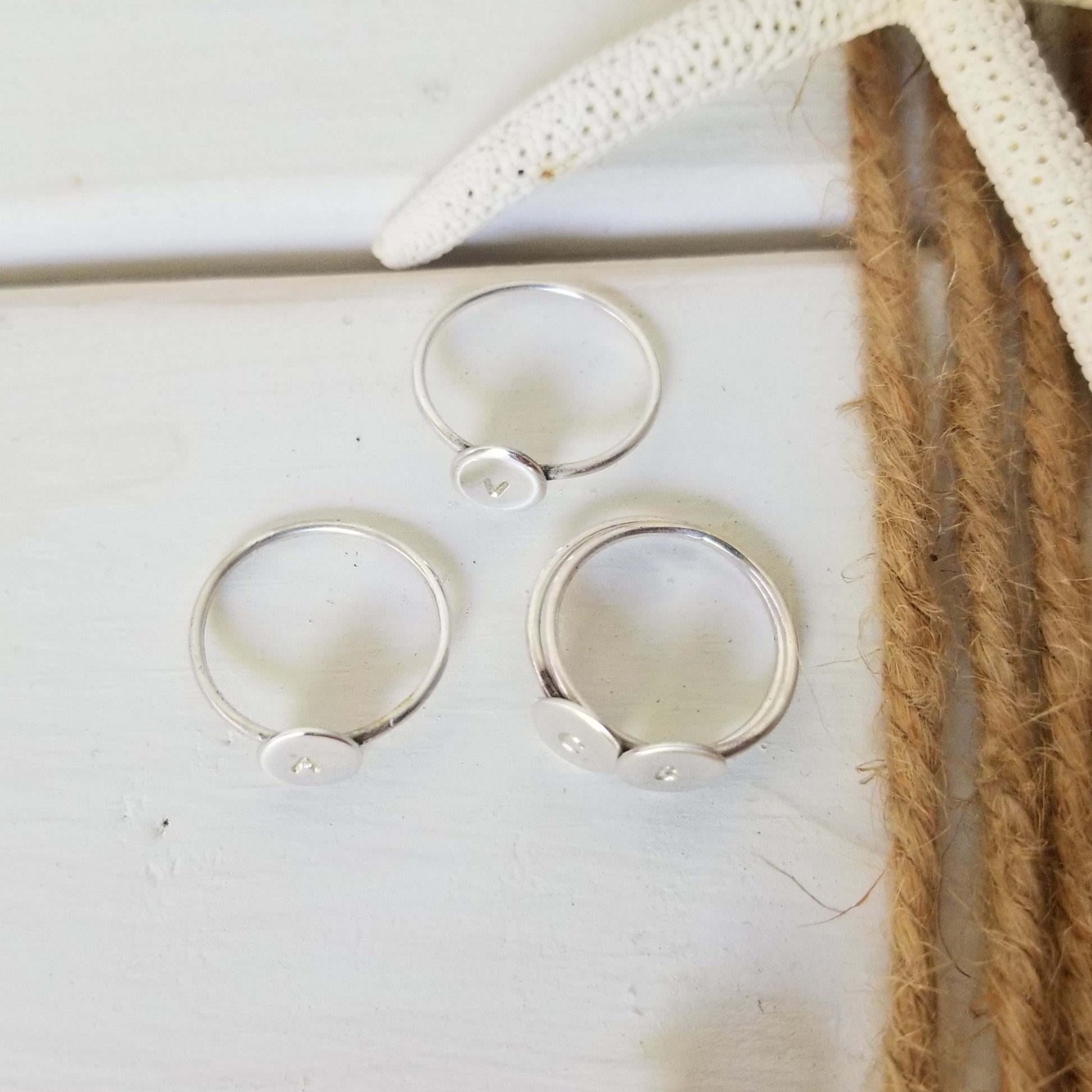 Dainty Initial Dot Ring - Sterling, Gold, or Rose Gold