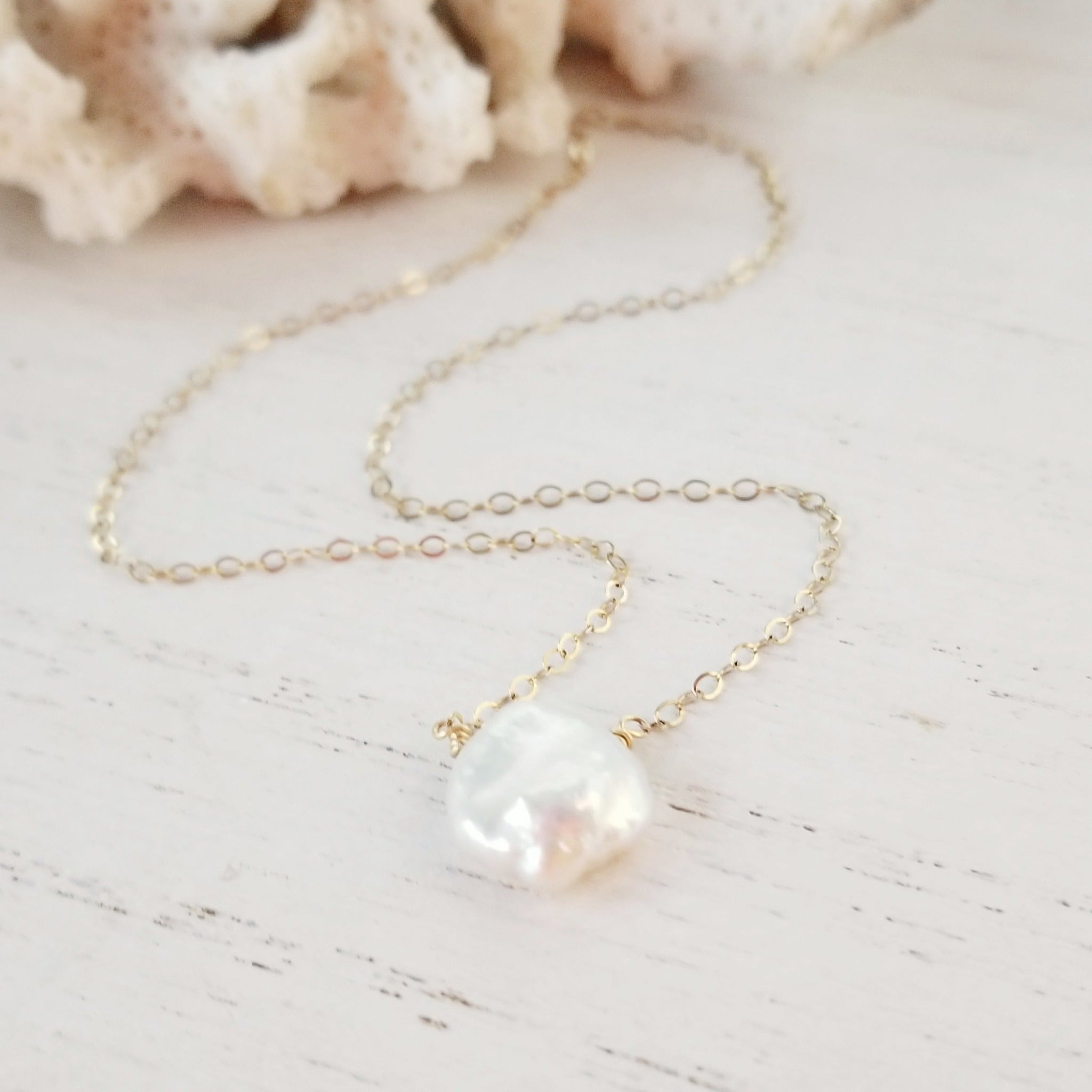 Raw Freshwater Pearl Necklace - Sterling or Gold or Rose Gold