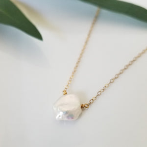 Raw Freshwater Pearl Necklace - Sterling or Gold or Rose Gold