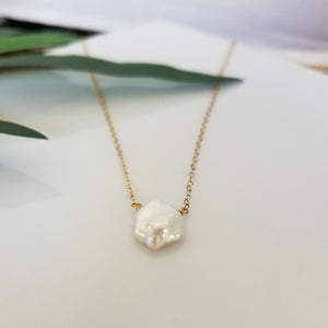 Raw Freshwater Pearl Necklace - Sterling or Gold or Rose Gold