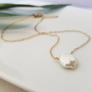 Raw Freshwater Pearl Necklace - Sterling or Gold or Rose Gold