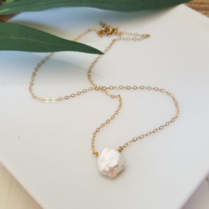 Raw Freshwater Pearl Necklace - Sterling or Gold or Rose Gold