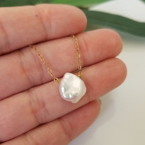 Raw Freshwater Pearl Necklace - Sterling or Gold or Rose Gold