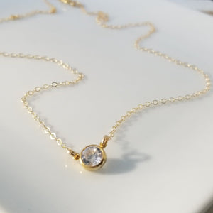 CZ Diamond Drop Necklace - Sterling or Gold