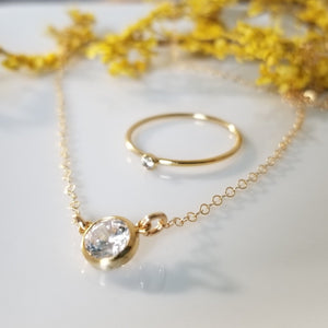 CZ Diamond Drop Necklace - Sterling or Gold
