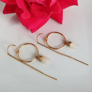 Crystal Threader Hoop Earrings - Sterling or Gold