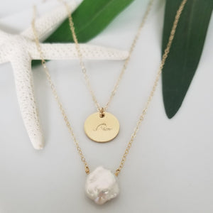 The "Haley" Set - Raw Pearl and Initial Necklace Set - Sterling, Gold, or Rose Gold