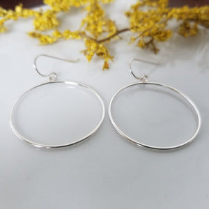 Drop Hoop Earrings - Sterling Silver or Gold