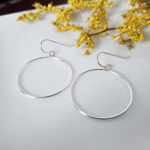 Drop Hoop Earrings - Sterling Silver or Gold