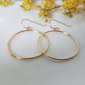 Drop Hoop Earrings - Sterling Silver or Gold