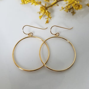 Drop Hoop Earrings - Sterling Silver or Gold