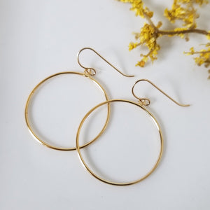 Drop Hoop Earrings - Sterling Silver or Gold