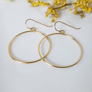 Drop Hoop Earrings - Sterling Silver or Gold