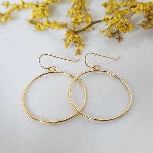 Drop Hoop Earrings - Sterling Silver or Gold