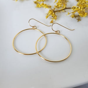 Drop Hoop Earrings - Sterling Silver or Gold