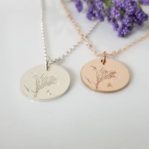 Lily Flower Initial Necklace - Sterling, Gold, or Rose Gold