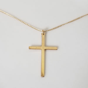 Long Sleek Cross Necklace - Gold or Rose Gold