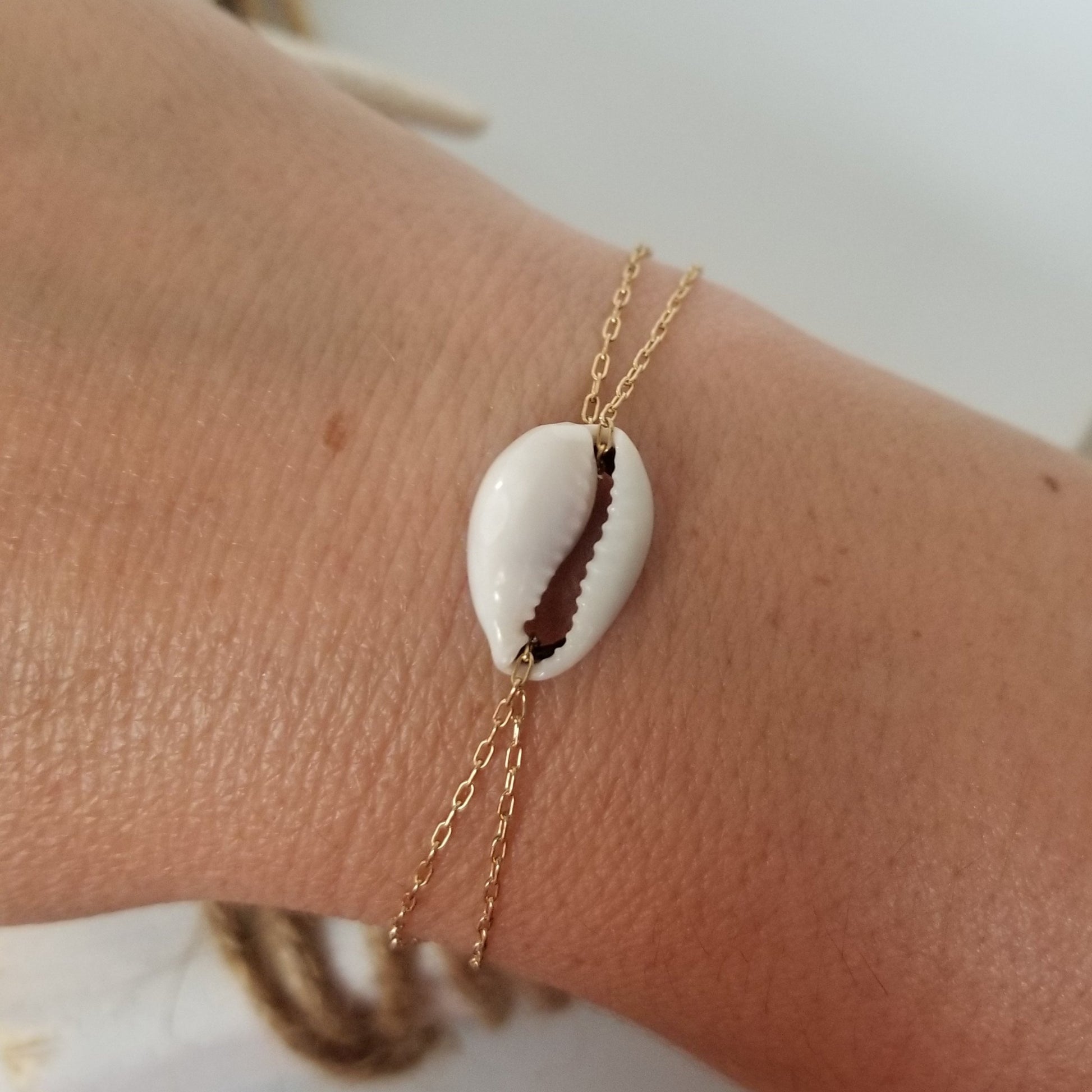 Conch Shell Chain Bracelet - Sterling, Gold, or Rose Gold