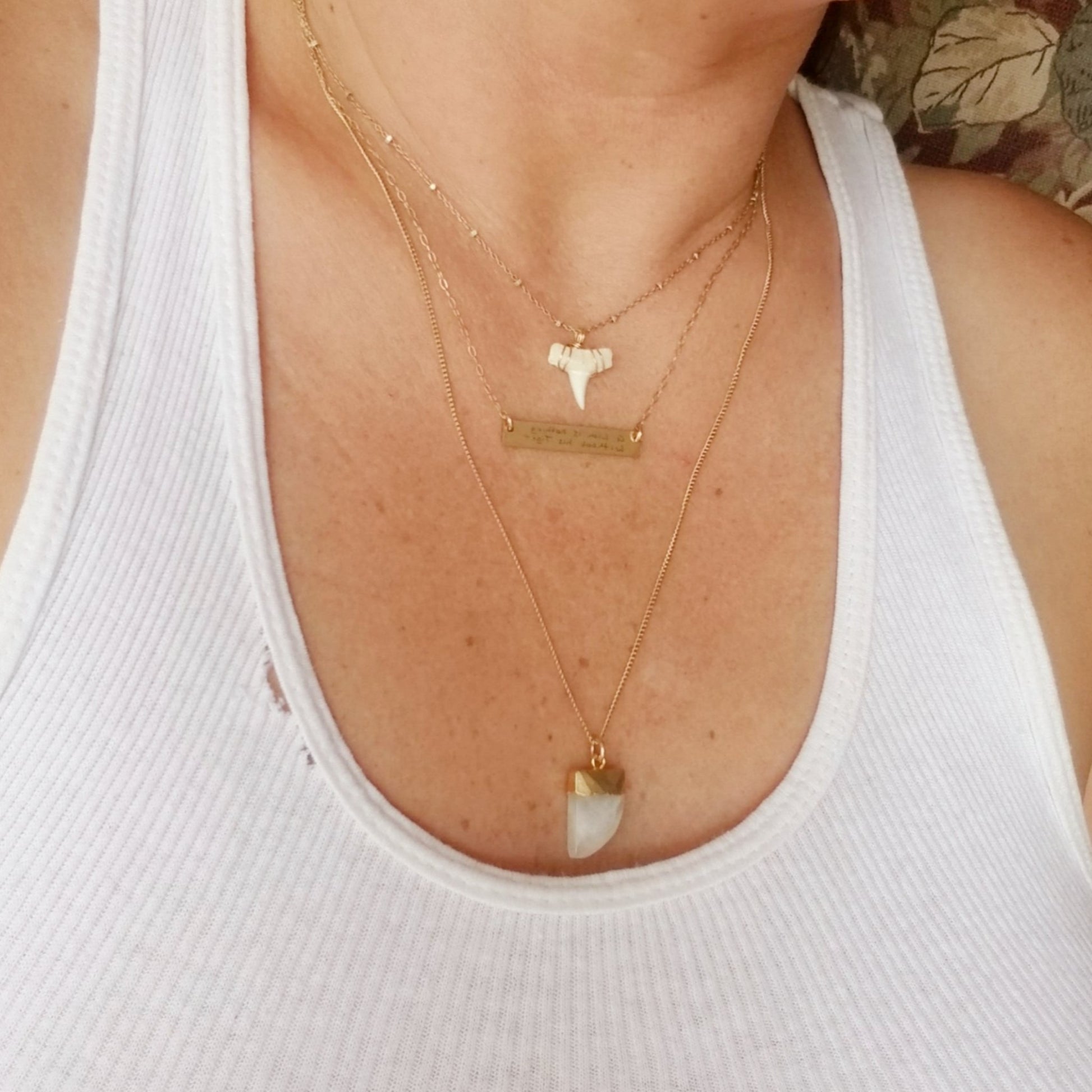 The "Annesa" - Real Shark Tooth Layering Necklace - Sterling or Gold
