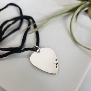 Custom Guitar Pick Necklace - Sterling Silver