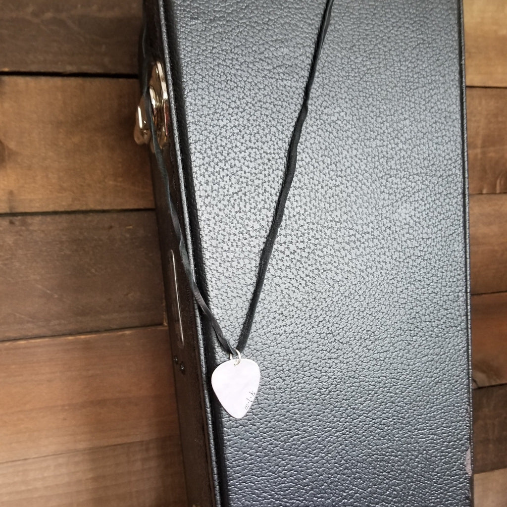 Custom Guitar Pick Necklace - Sterling Silver