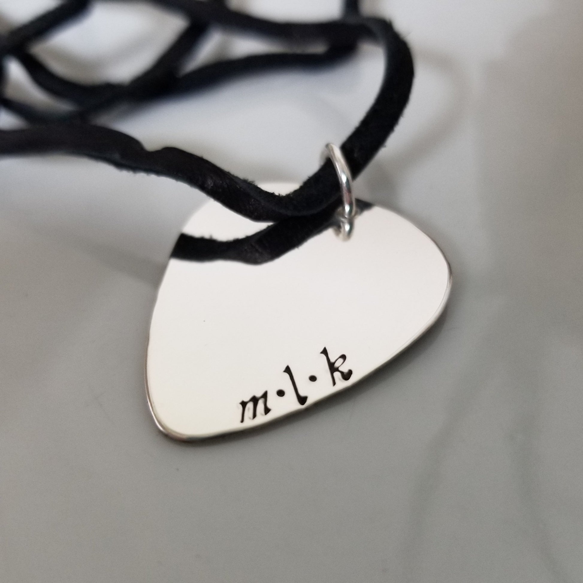 Custom Guitar Pick Necklace - Sterling Silver