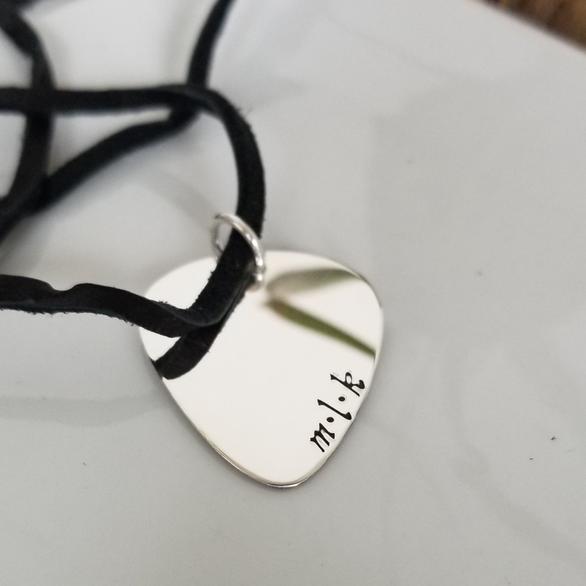 Custom Guitar Pick Necklace - Sterling Silver