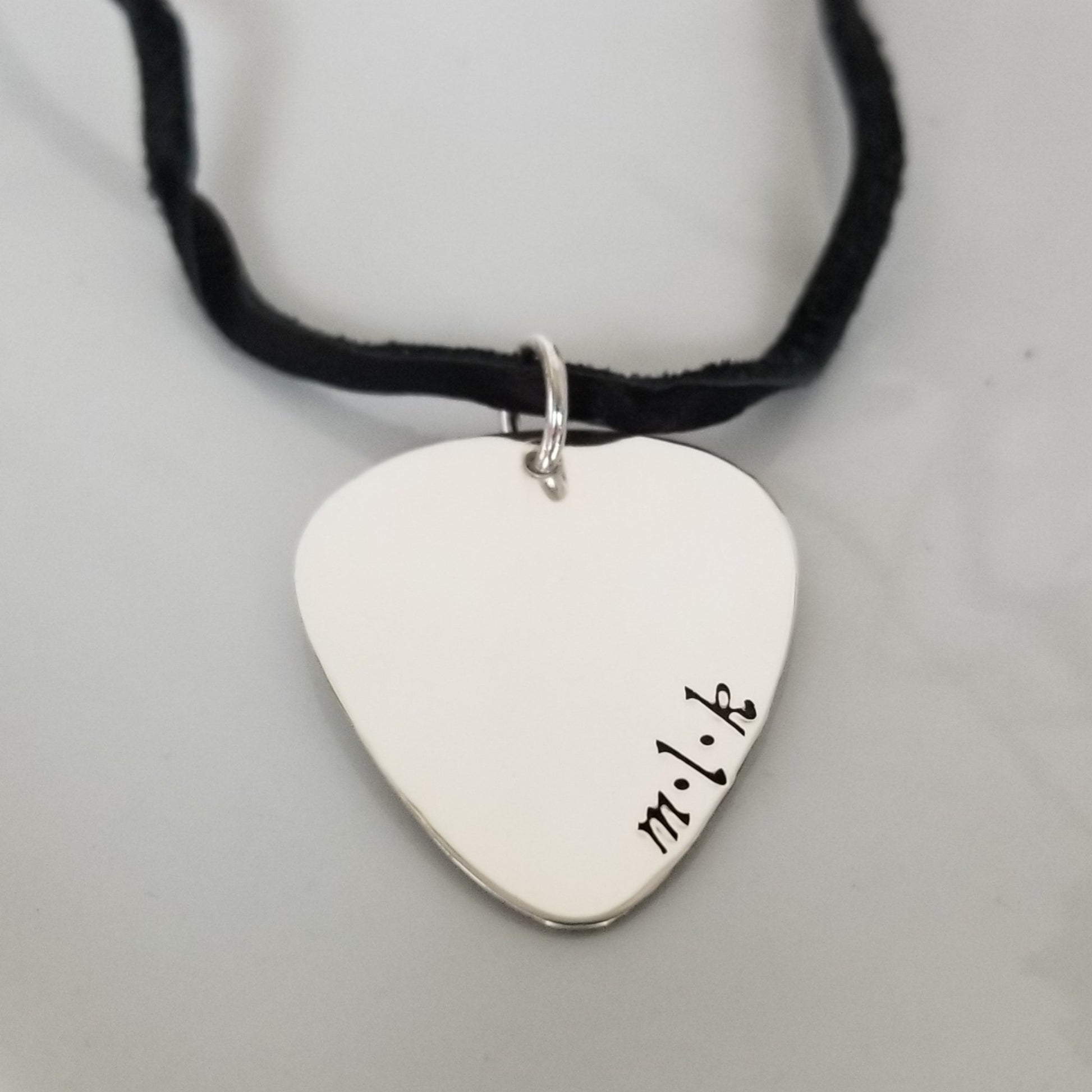 Custom Guitar Pick Necklace - Sterling Silver