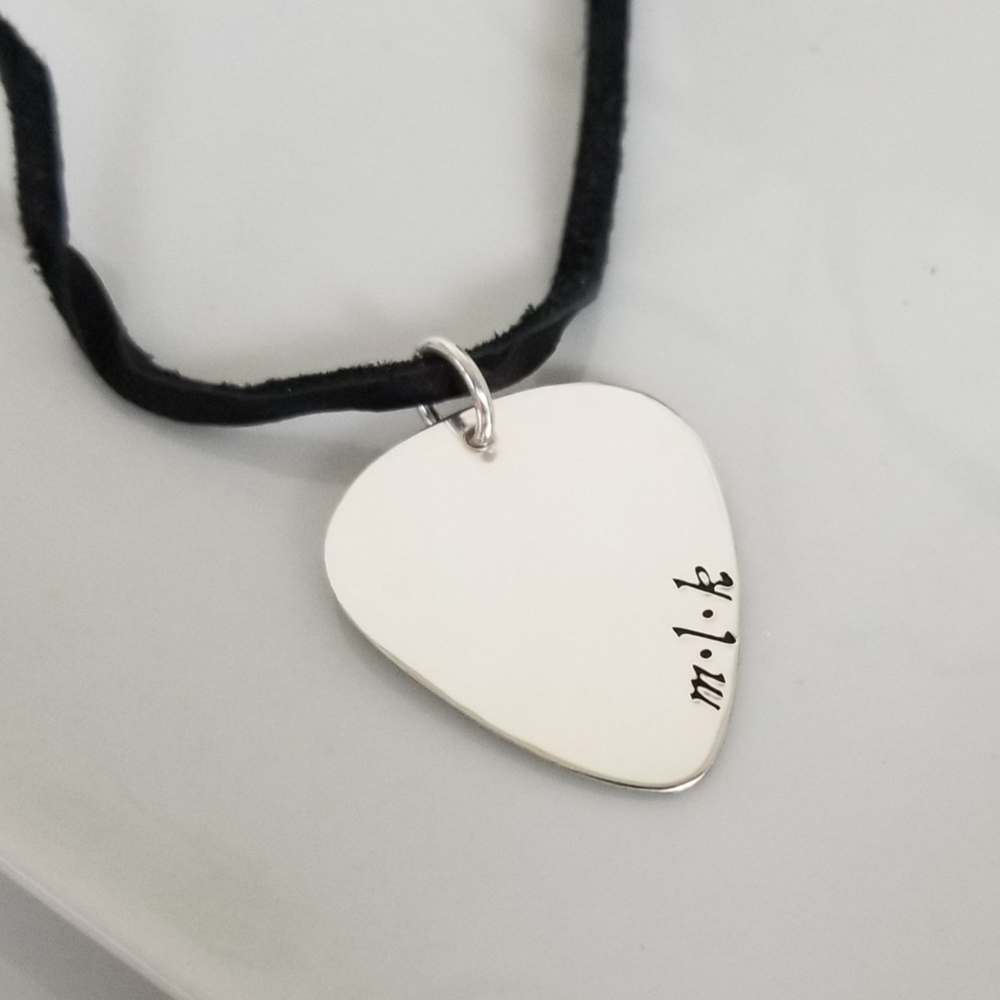 Custom Guitar Pick Necklace - Sterling Silver