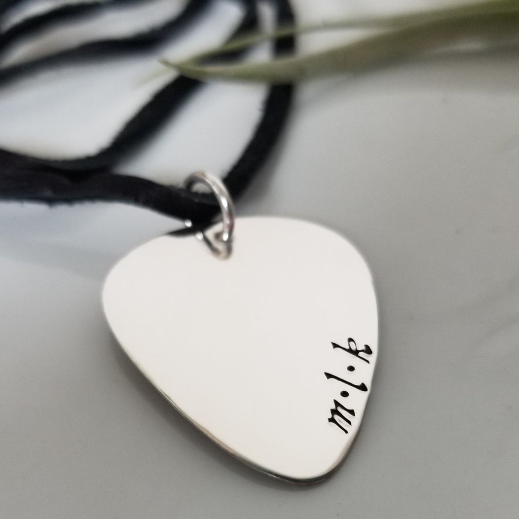 Custom Guitar Pick Necklace - Sterling Silver