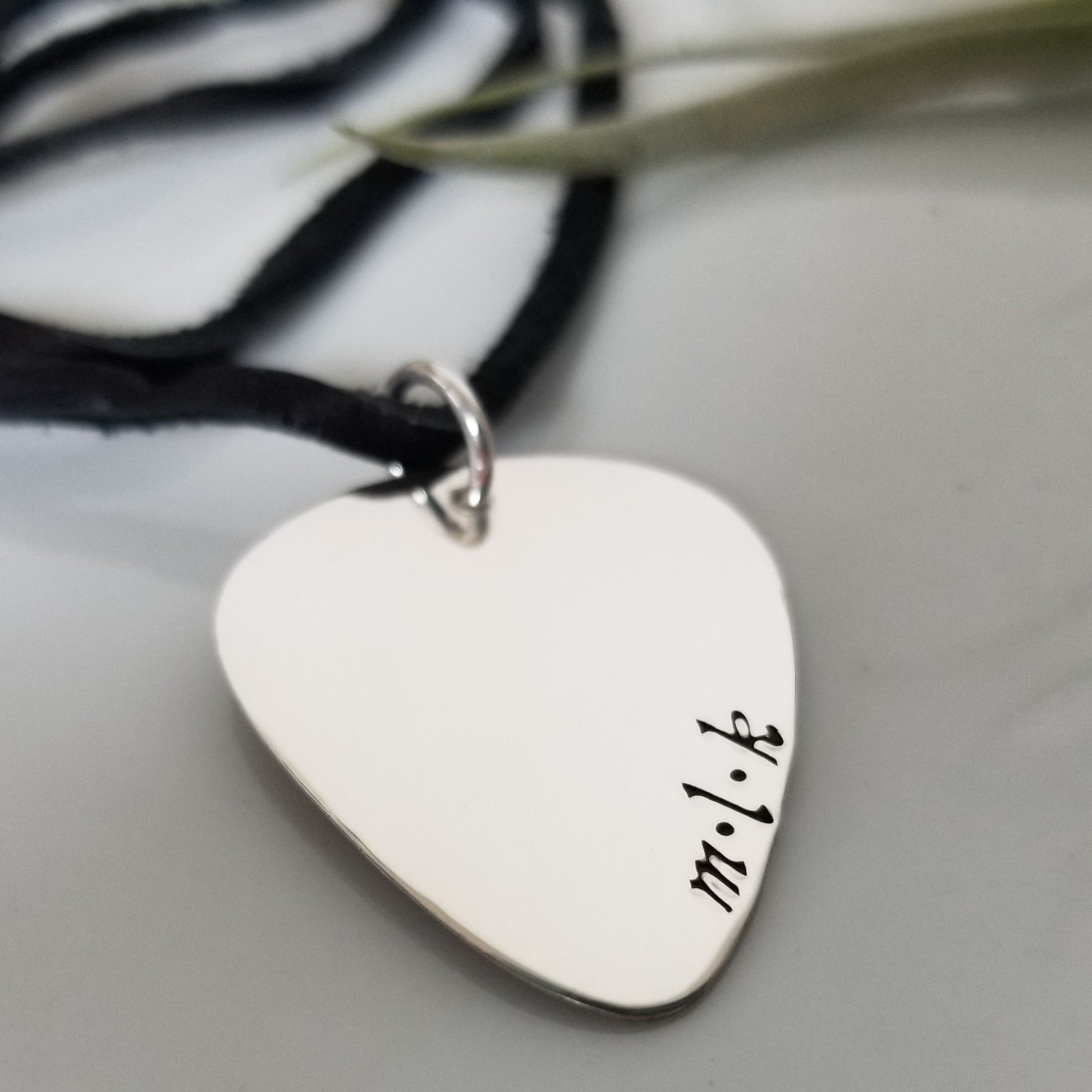 Custom Guitar Pick Necklace - Sterling Silver