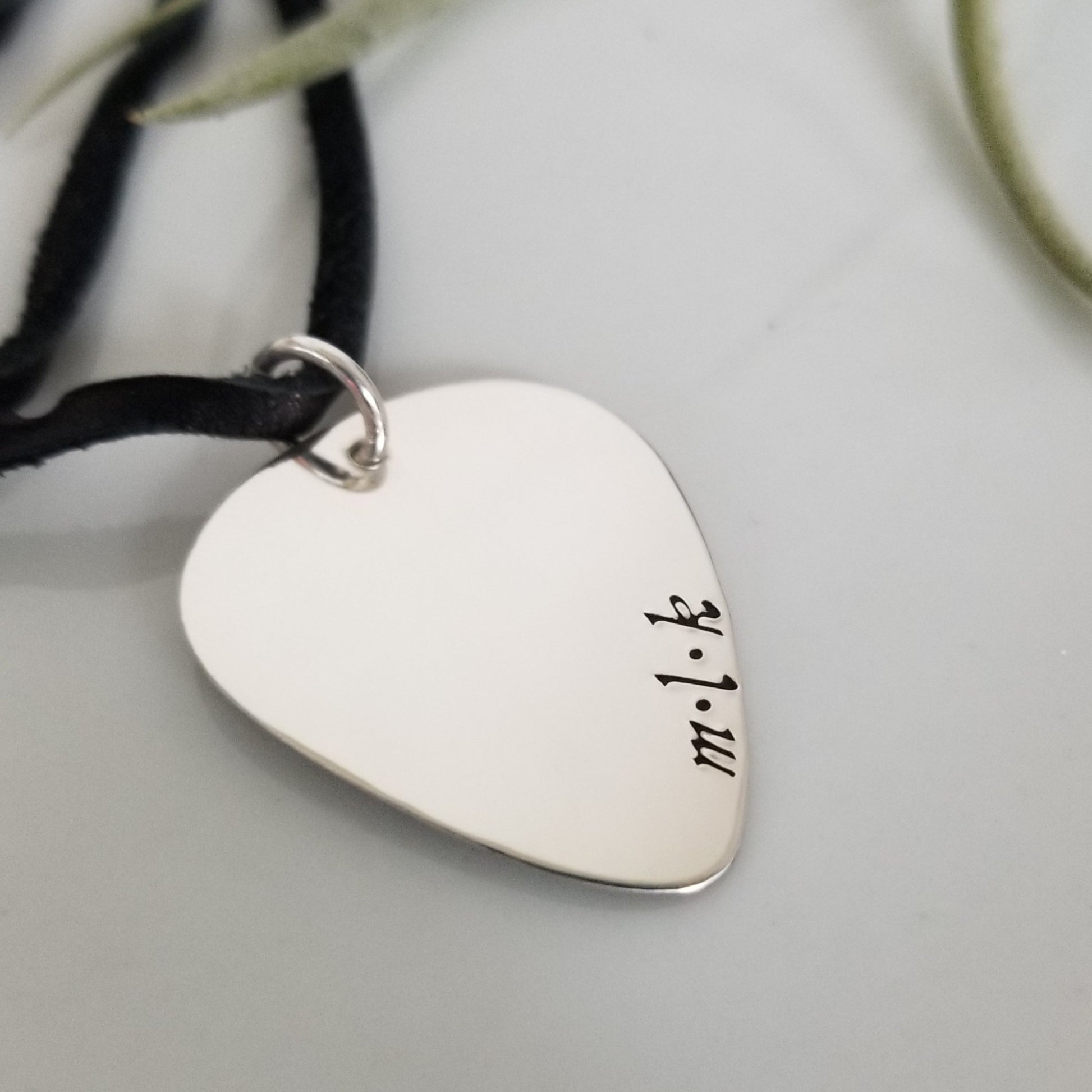 Custom Guitar Pick Necklace - Sterling Silver