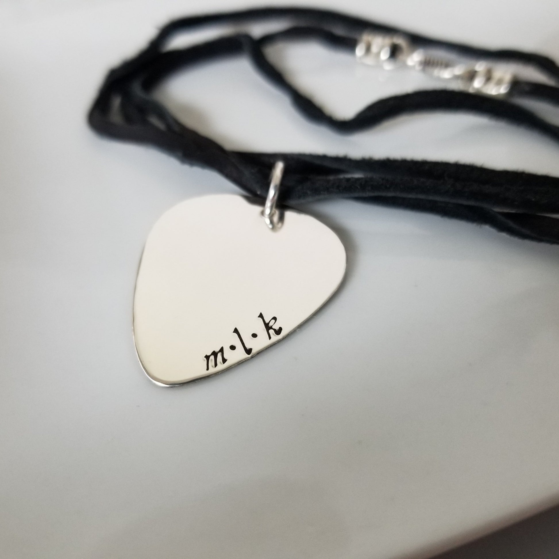 Custom Guitar Pick Necklace - Sterling Silver