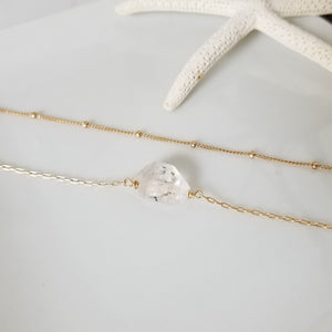 Herkimer Diamond Quartz Layering Necklace - Sterling or Gold