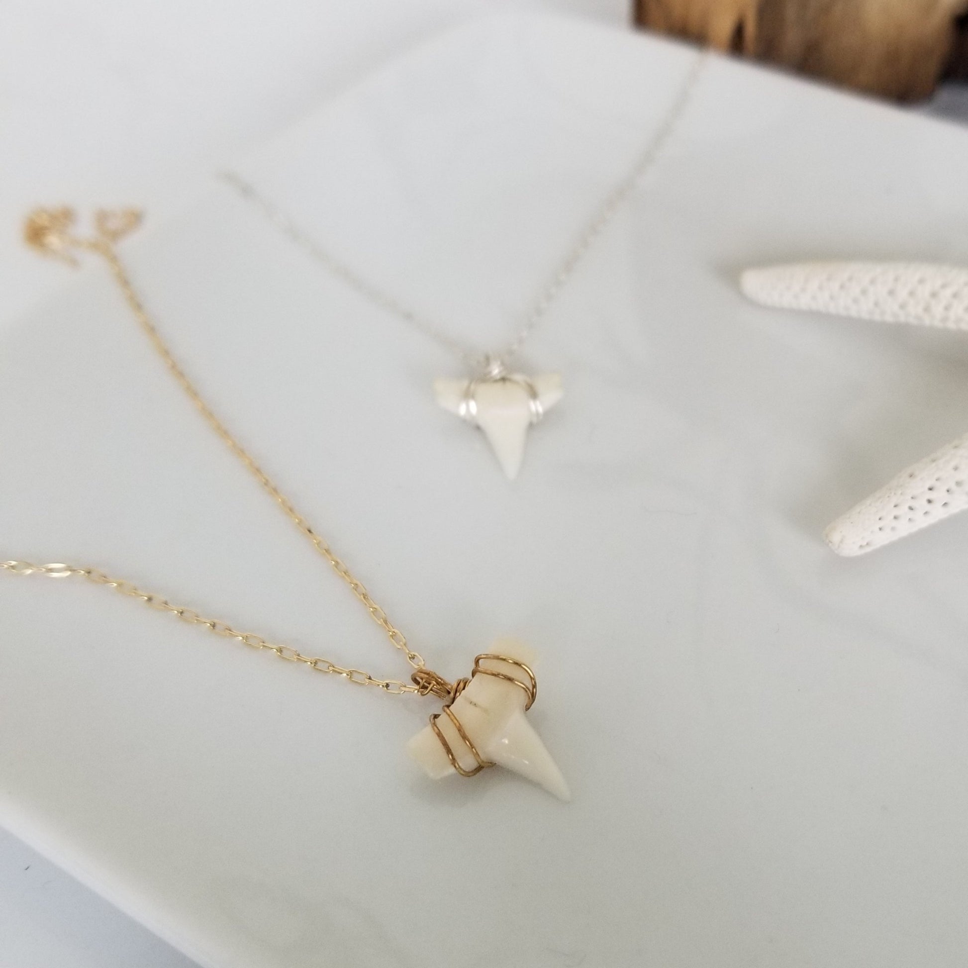 The "Annesa" - Real Shark Tooth Layering Necklace - Sterling or Gold