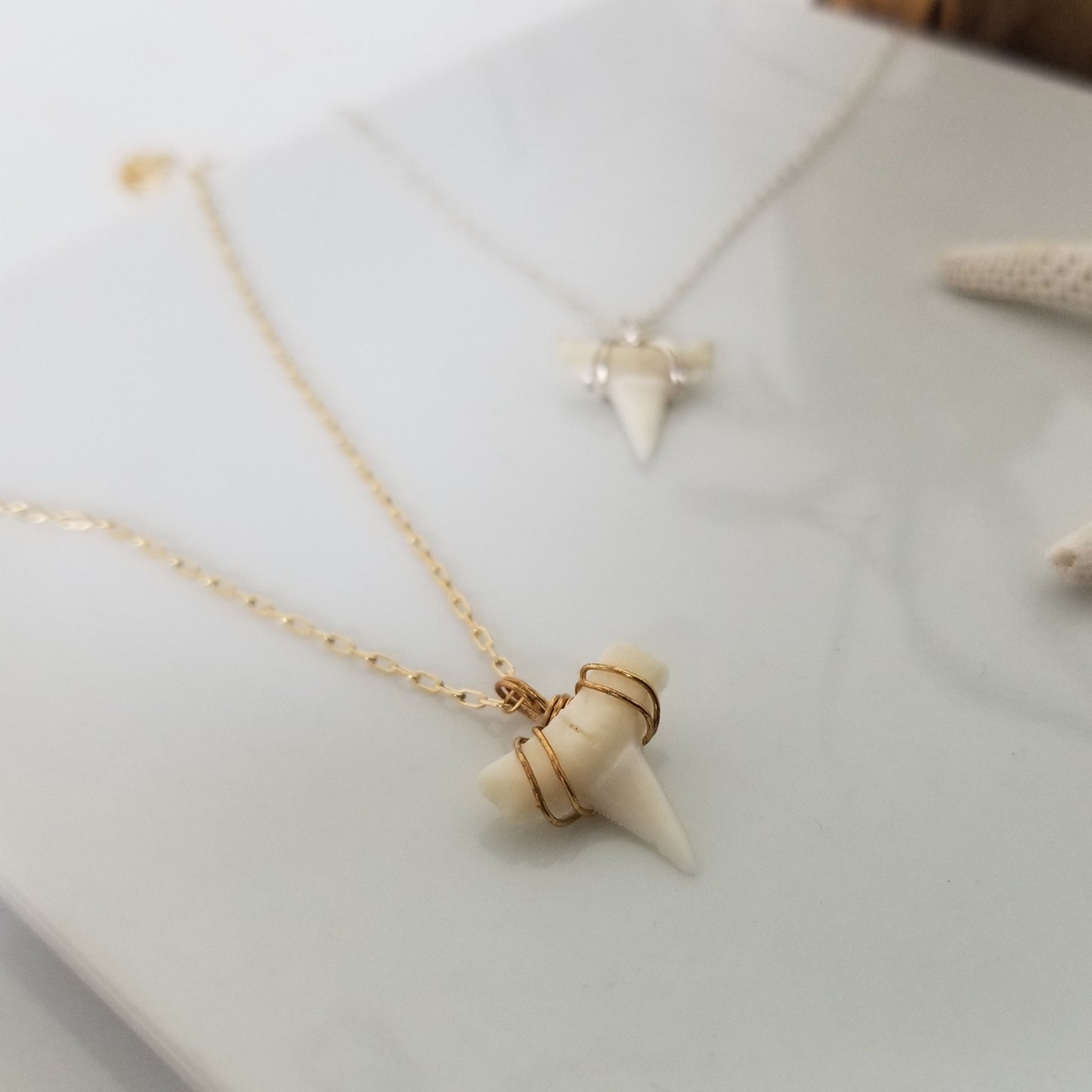 The "Annesa" - Real Shark Tooth Layering Necklace - Sterling or Gold