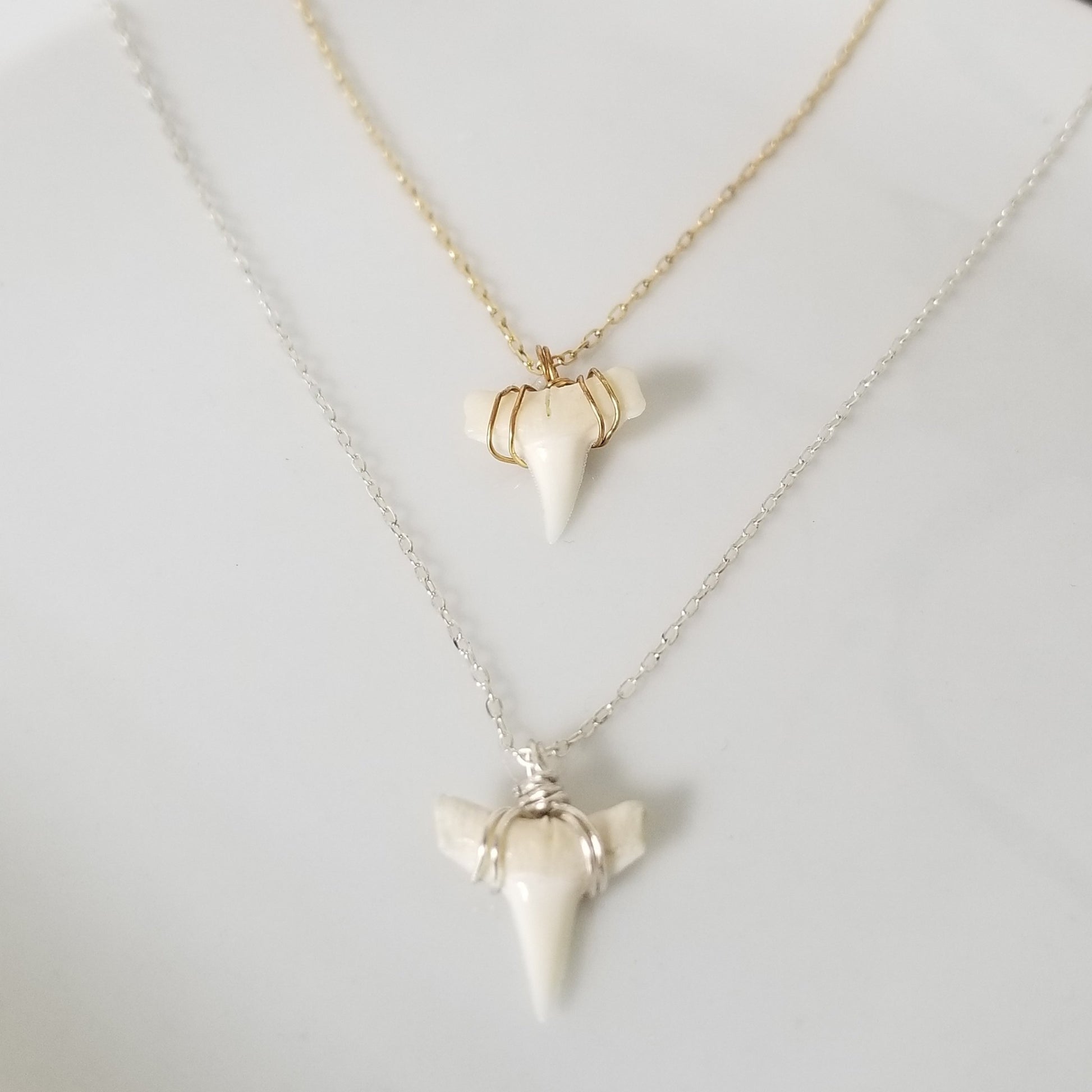 The "Annesa" - Real Shark Tooth Layering Necklace - Sterling or Gold