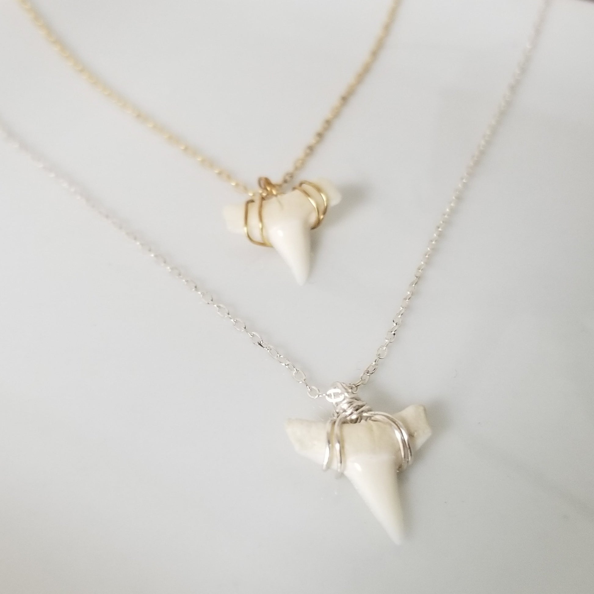 The "Annesa" - Real Shark Tooth Layering Necklace - Sterling or Gold