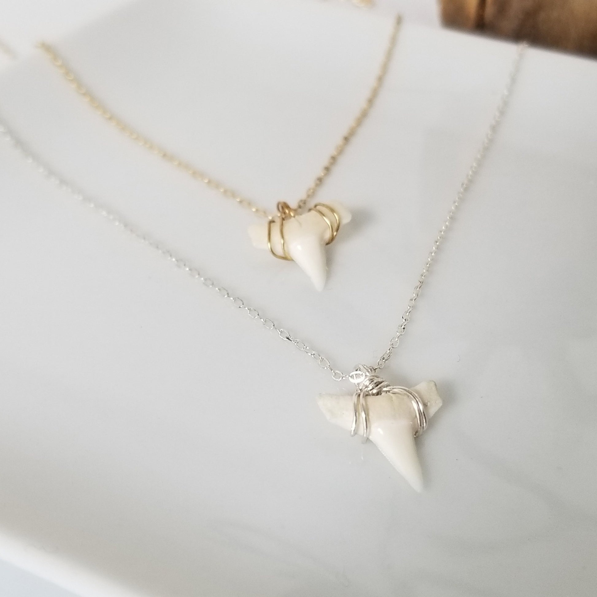 The "Annesa" - Real Shark Tooth Layering Necklace - Sterling or Gold