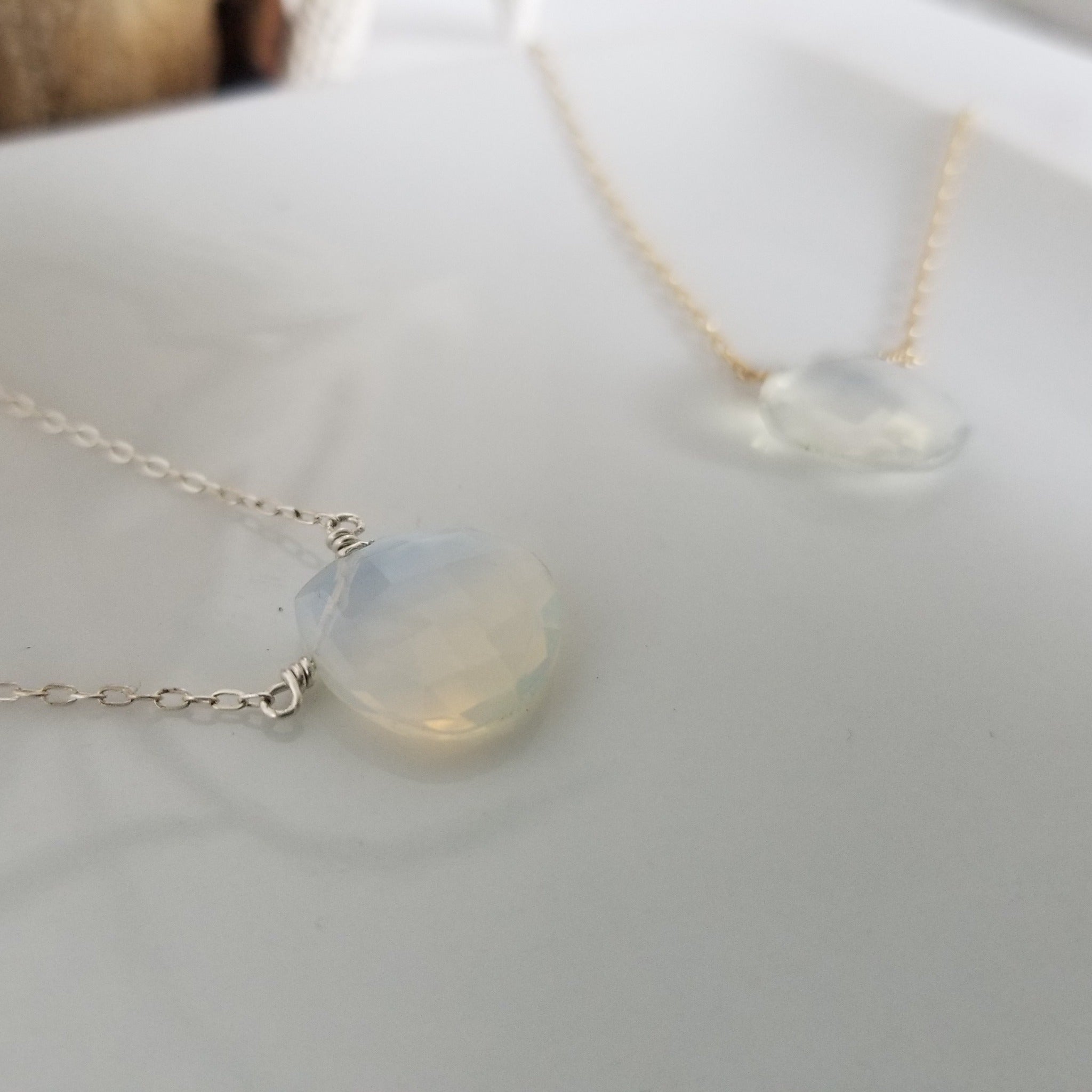 The "Shannon" - Natural Chalcedony Crystal Necklace - Sterling or Gold